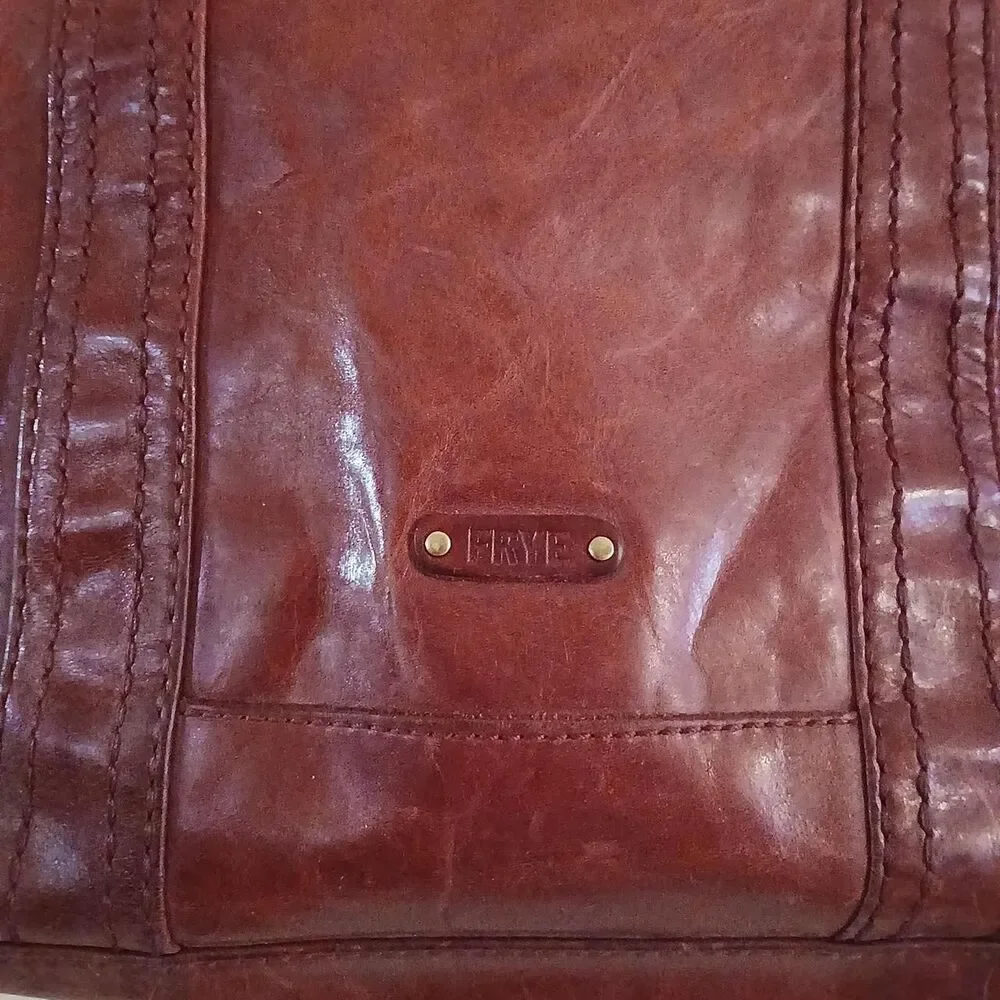 FRYE Burgundy Red Distressed Leather Melissa Hobo Satchel Handbag Boho Western